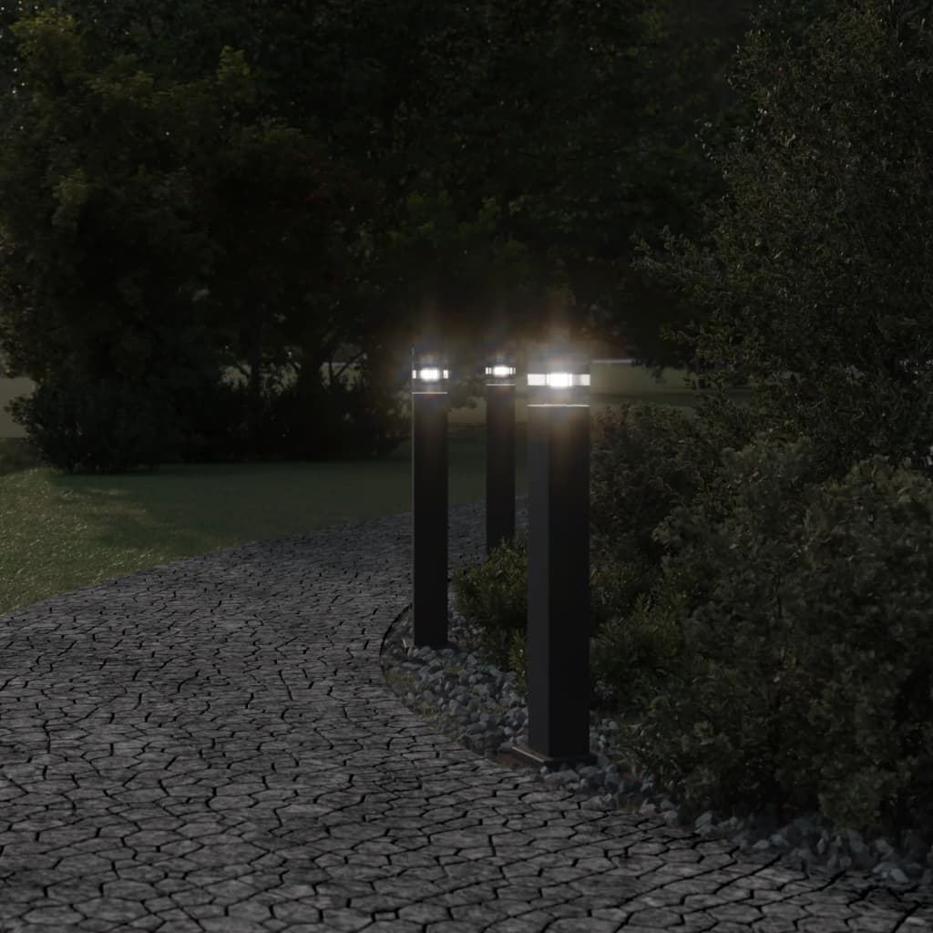 Path lights 3 pieces Black 80 cm Aluminum