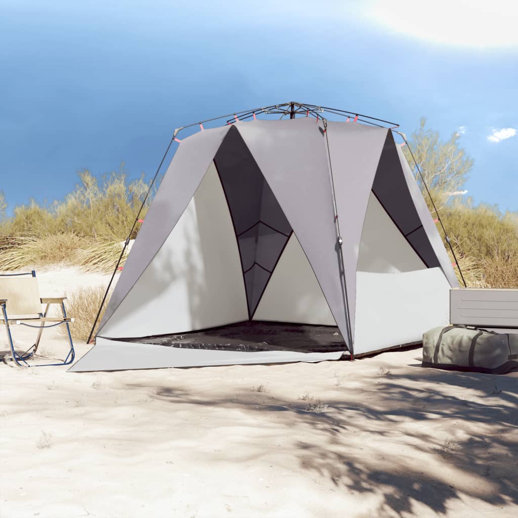 Beach Tent 4 Persons Gray Quick Release Waterproof