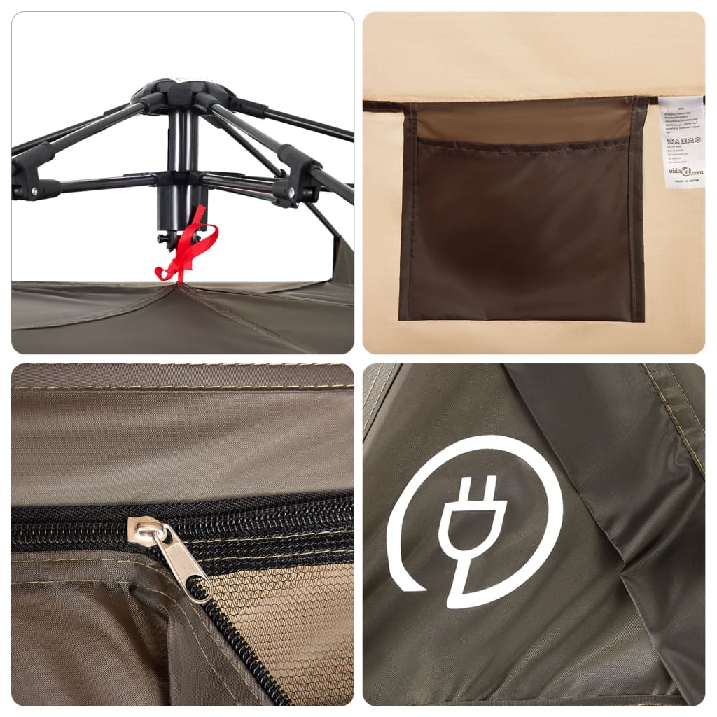 Fishing Tent 4 Persons Brown Quick Release