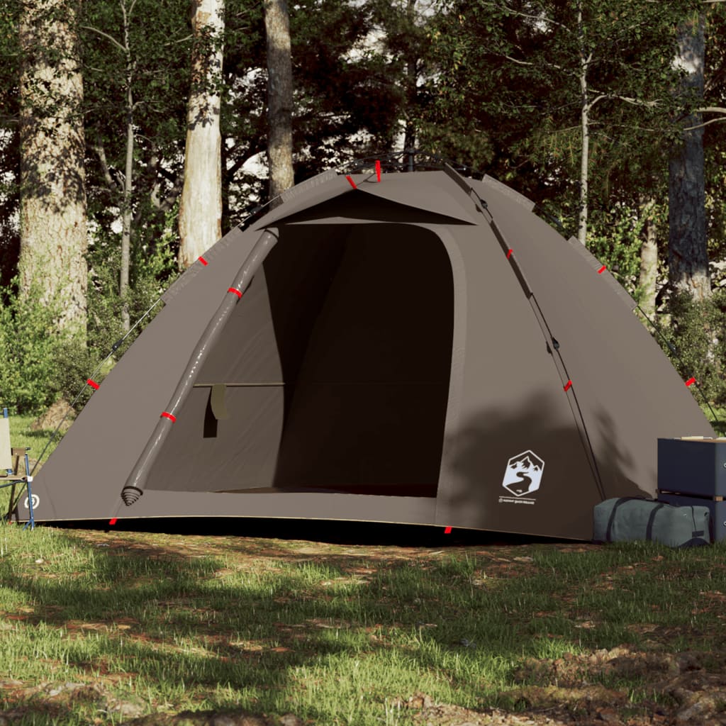 Fishing Tent 4 Persons Brown Quick Release
