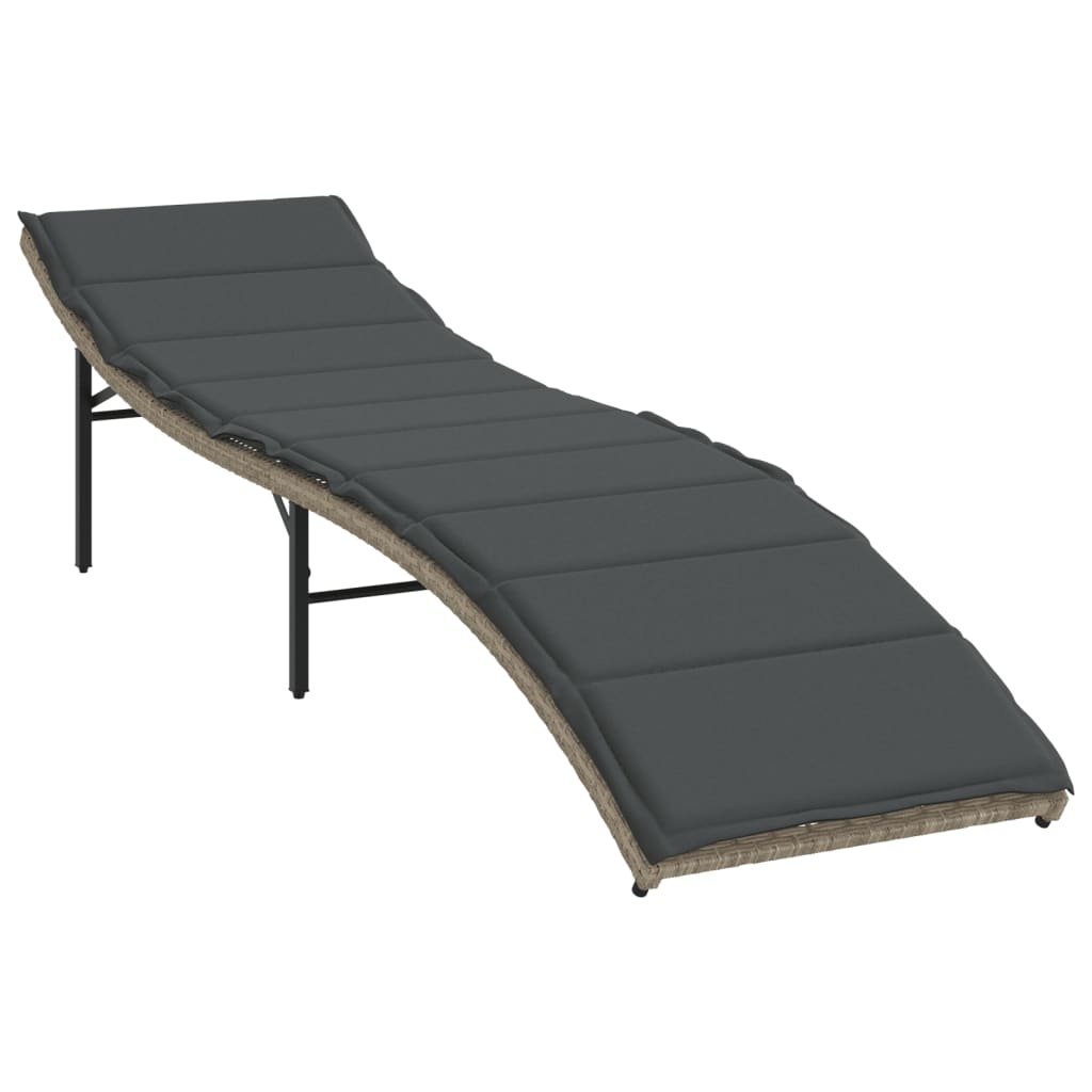 Sun loungers 2 pcs. with cushions light grey poly rattan