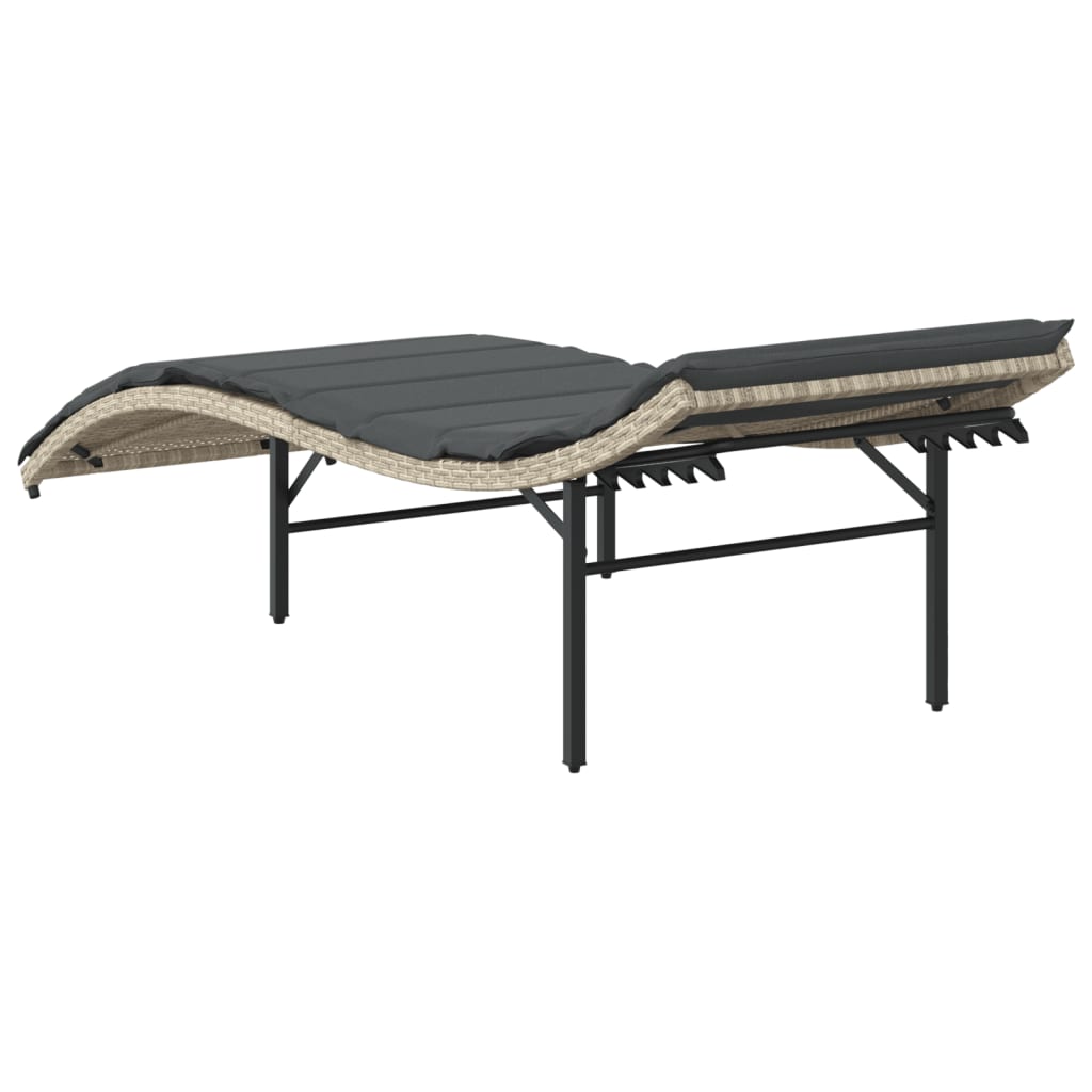 Sun loungers 2 pcs. with cushions light grey poly rattan