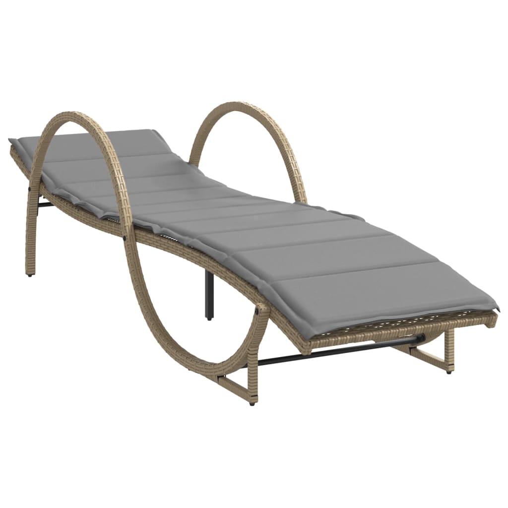 Sun loungers 2 pcs. with cushions beige poly rattan