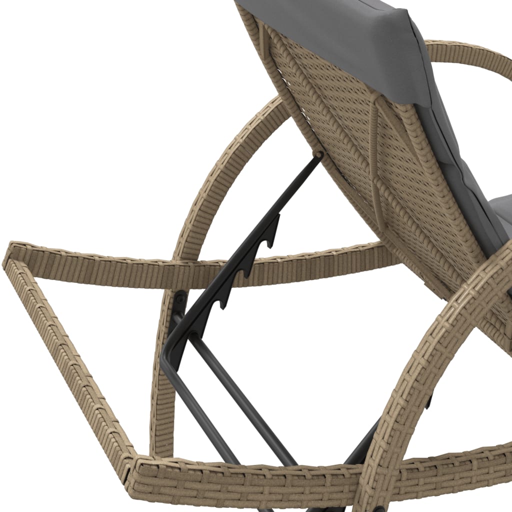 Sun loungers 2 pcs. with cushions beige poly rattan
