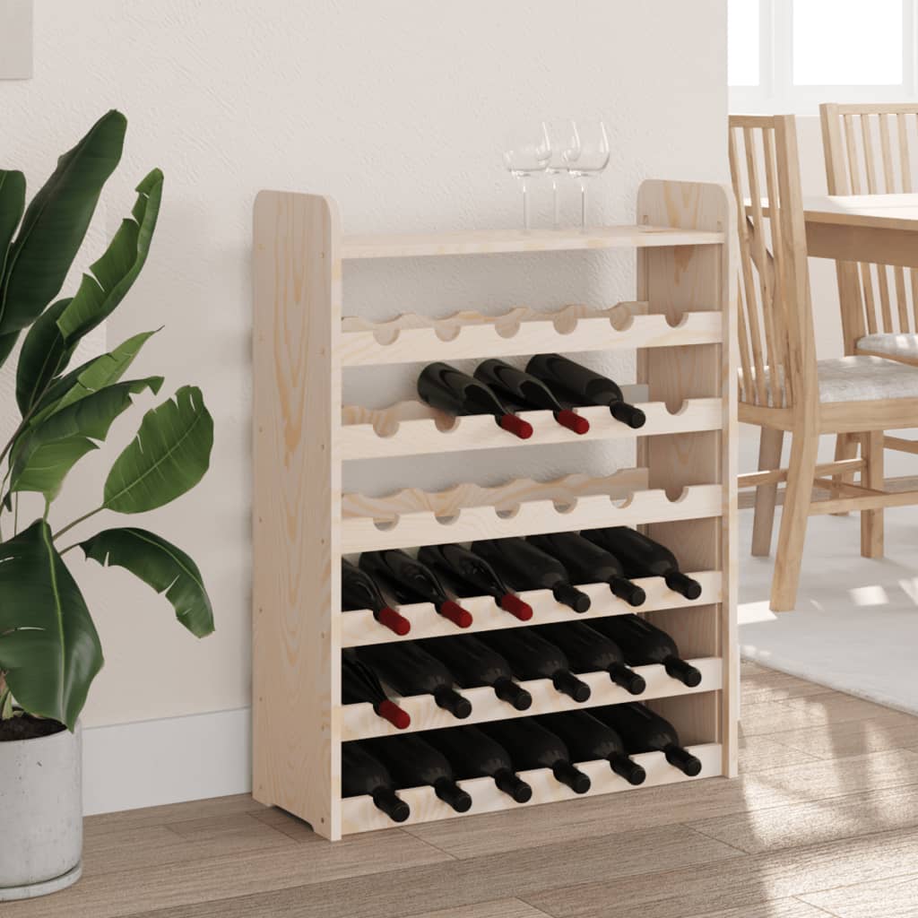 Wine rack with top plate 67.5x25x87 cm solid pine wood