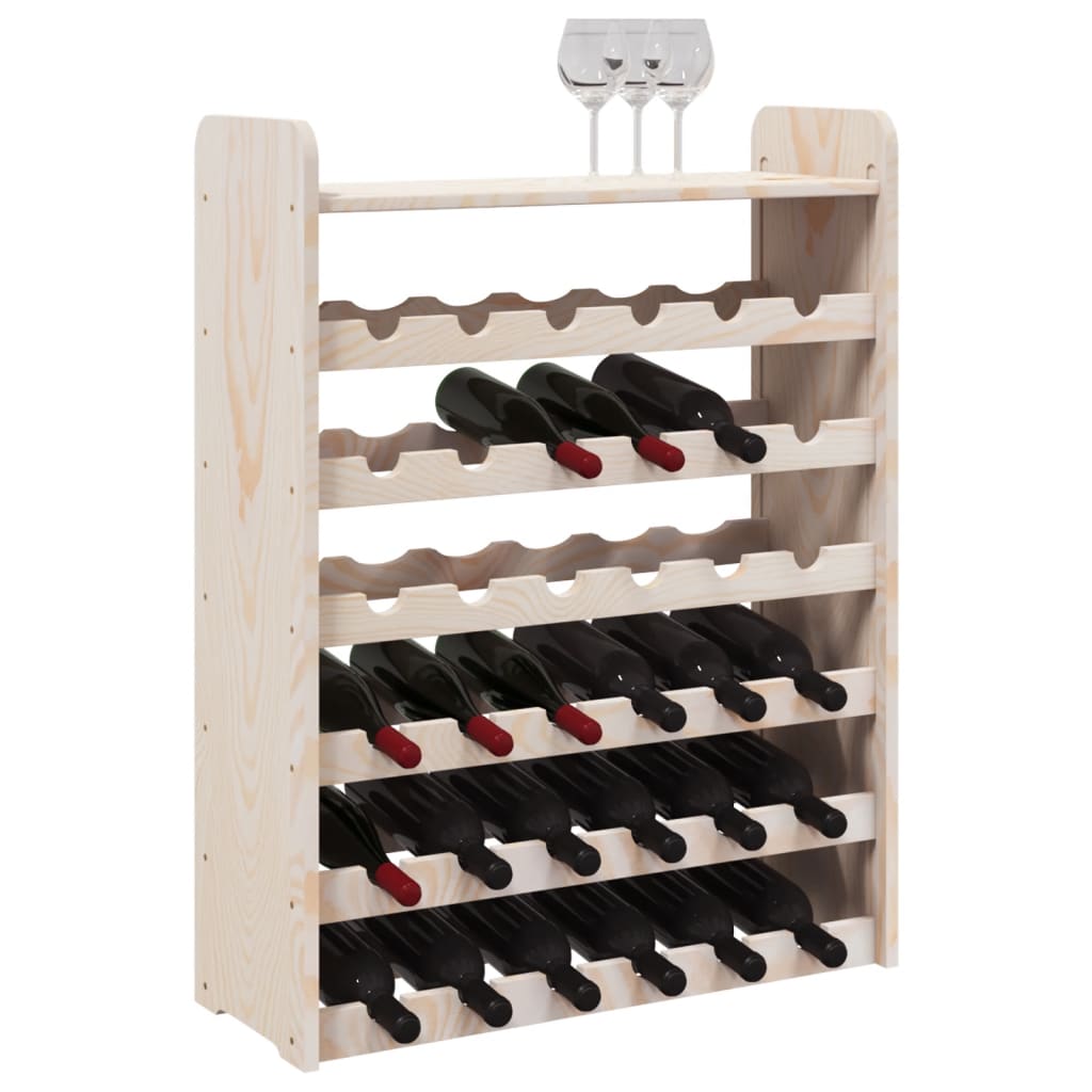 Wine rack with top plate 67.5x25x87 cm solid pine wood