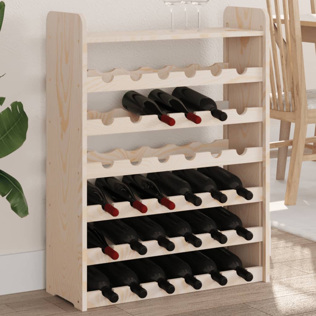 Wine rack with top plate 67.5x25x87 cm solid pine wood