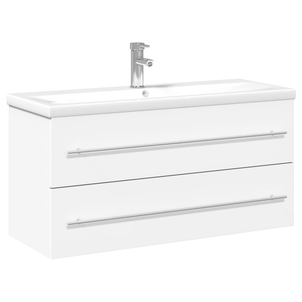 Vanity unit with built-in basin white