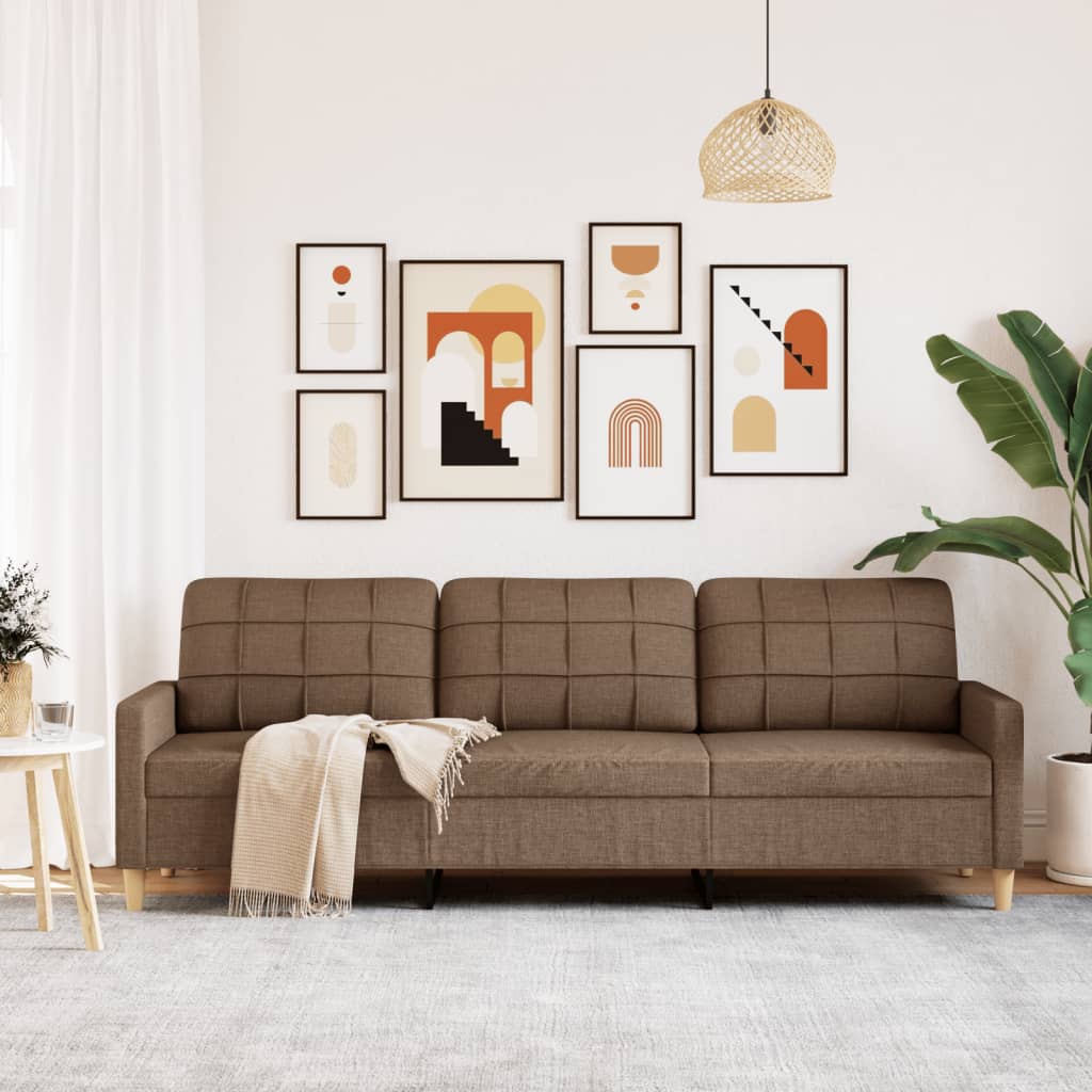 3-seater sofa brown 210 cm fabric