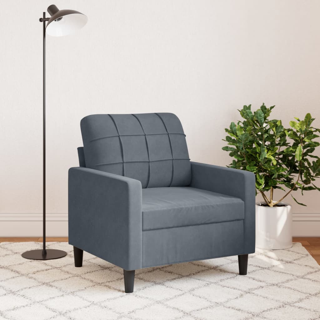 Fauteuil gris foncé 60 cm velours