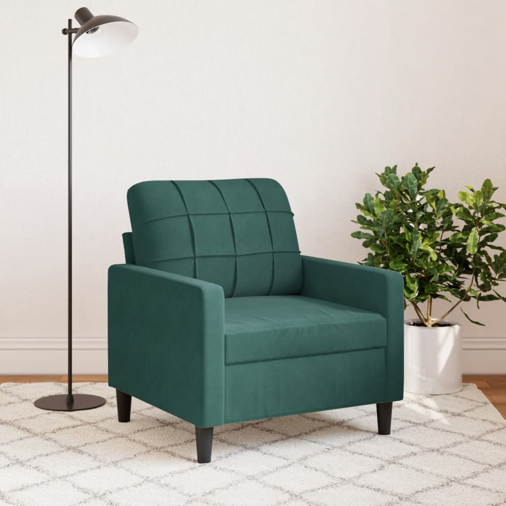 Fauteuil vert foncé 60 cm velours