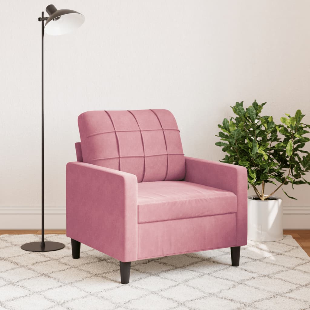 Fauteuil rose 60 cm velours