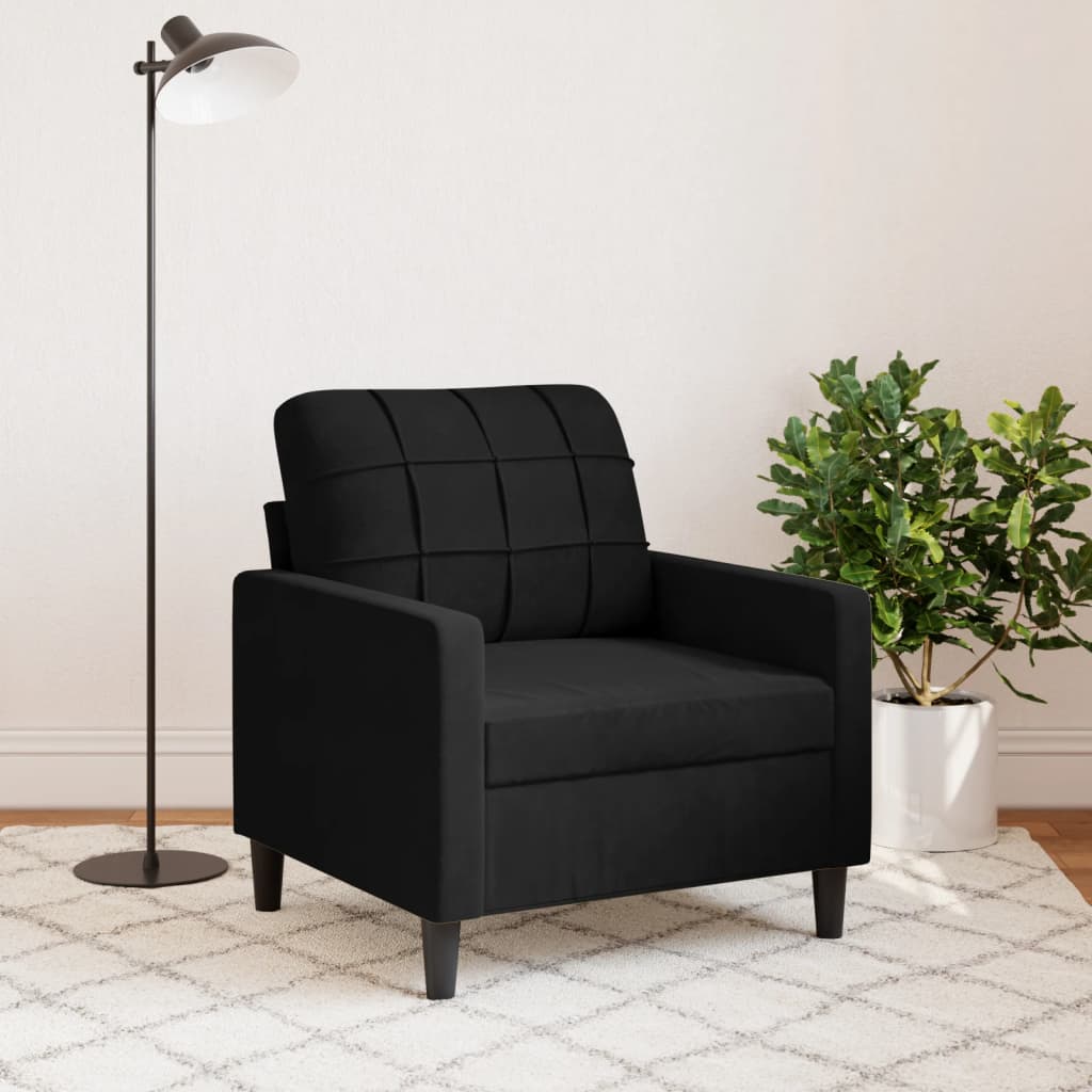 Fauteuil en velours noir 60 cm