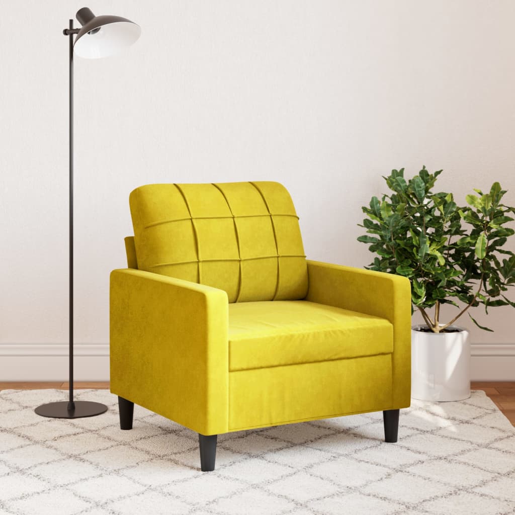 Fauteuil jaune 60 cm velours