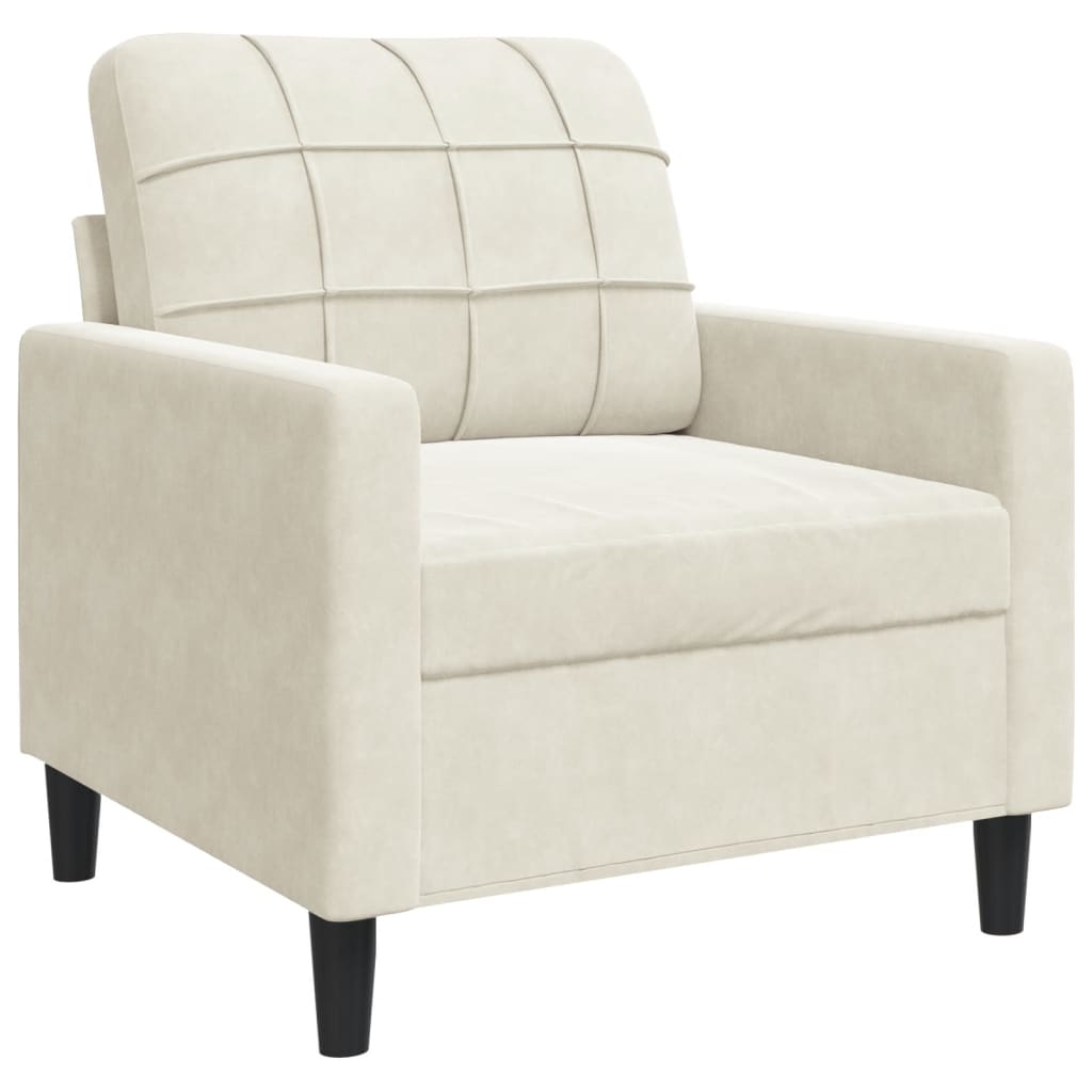 Fauteuil crème 60 cm velours