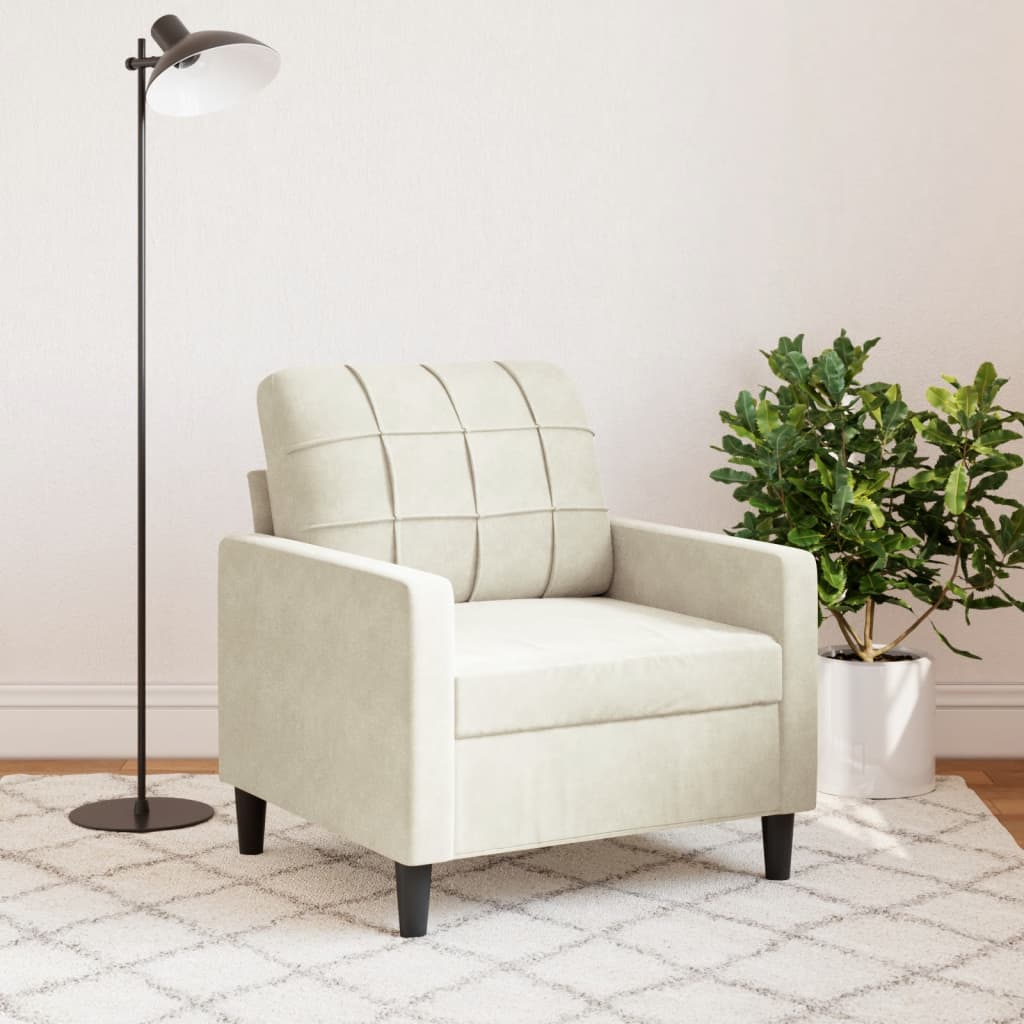 Fauteuil crème 60 cm velours