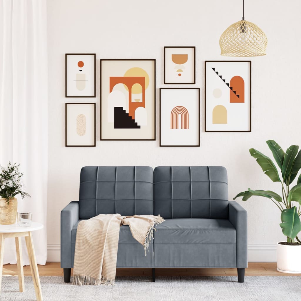 Canapé 2 places velours gris foncé 120 cm