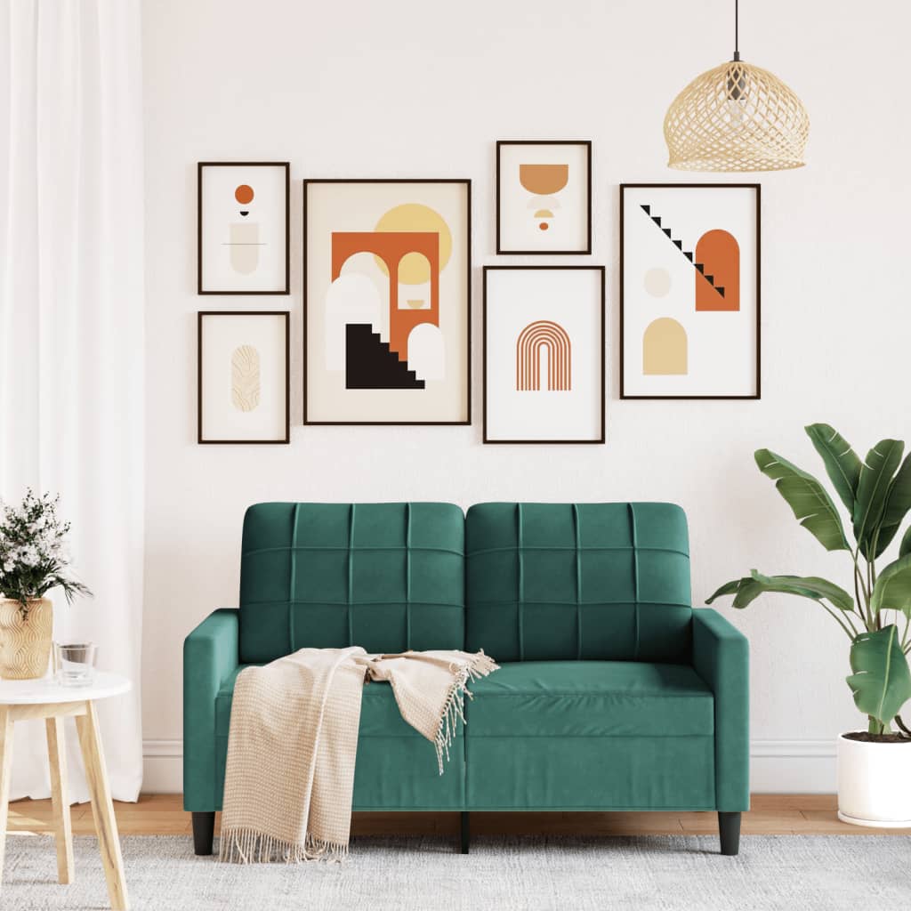 2-seater sofa dark green 120 cm velvet