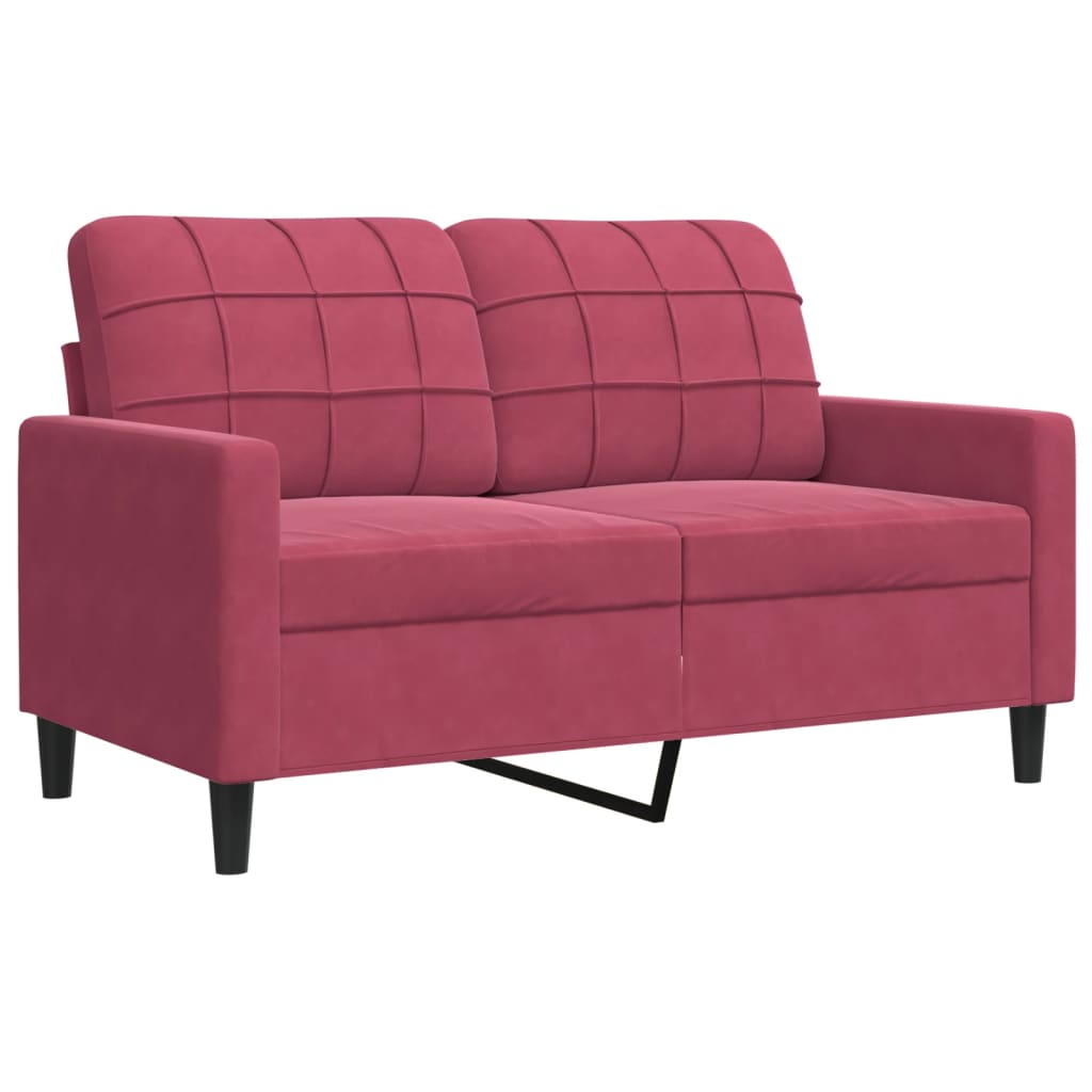 Canapé 2 places bordeaux 120 cm velours
