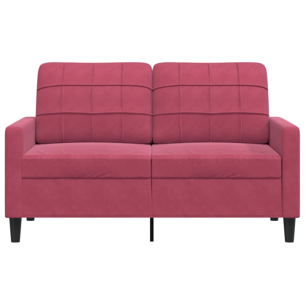 Canapé 2 places bordeaux 120 cm velours