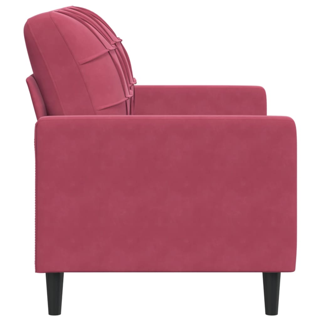 Canapé 2 places bordeaux 120 cm velours