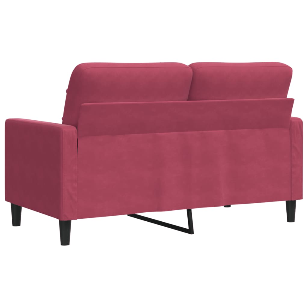 Canapé 2 places bordeaux 120 cm velours