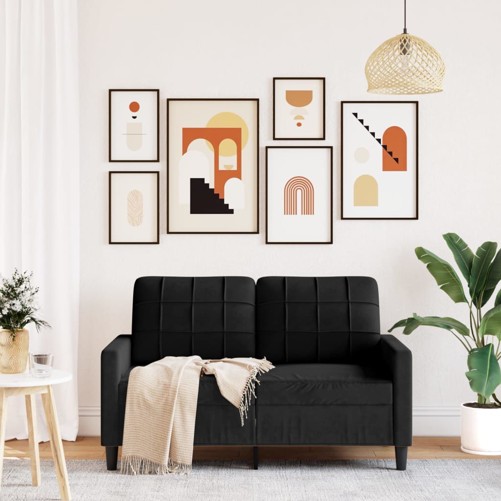 Canapé 2 places velours noir 120 cm