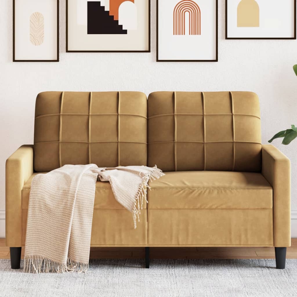 Canapé 2 places marron 120 cm velours