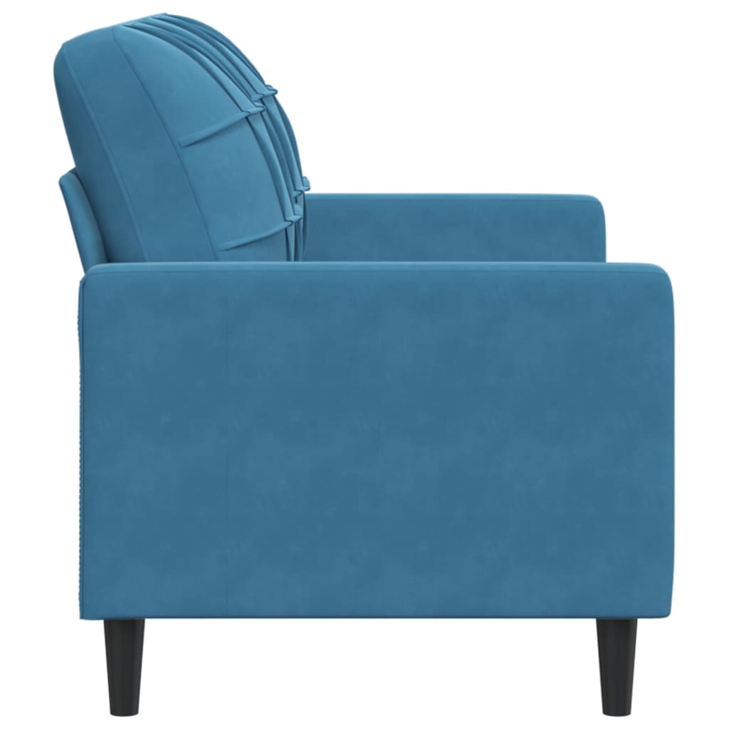 Canapé 2 places velours bleu 120 cm