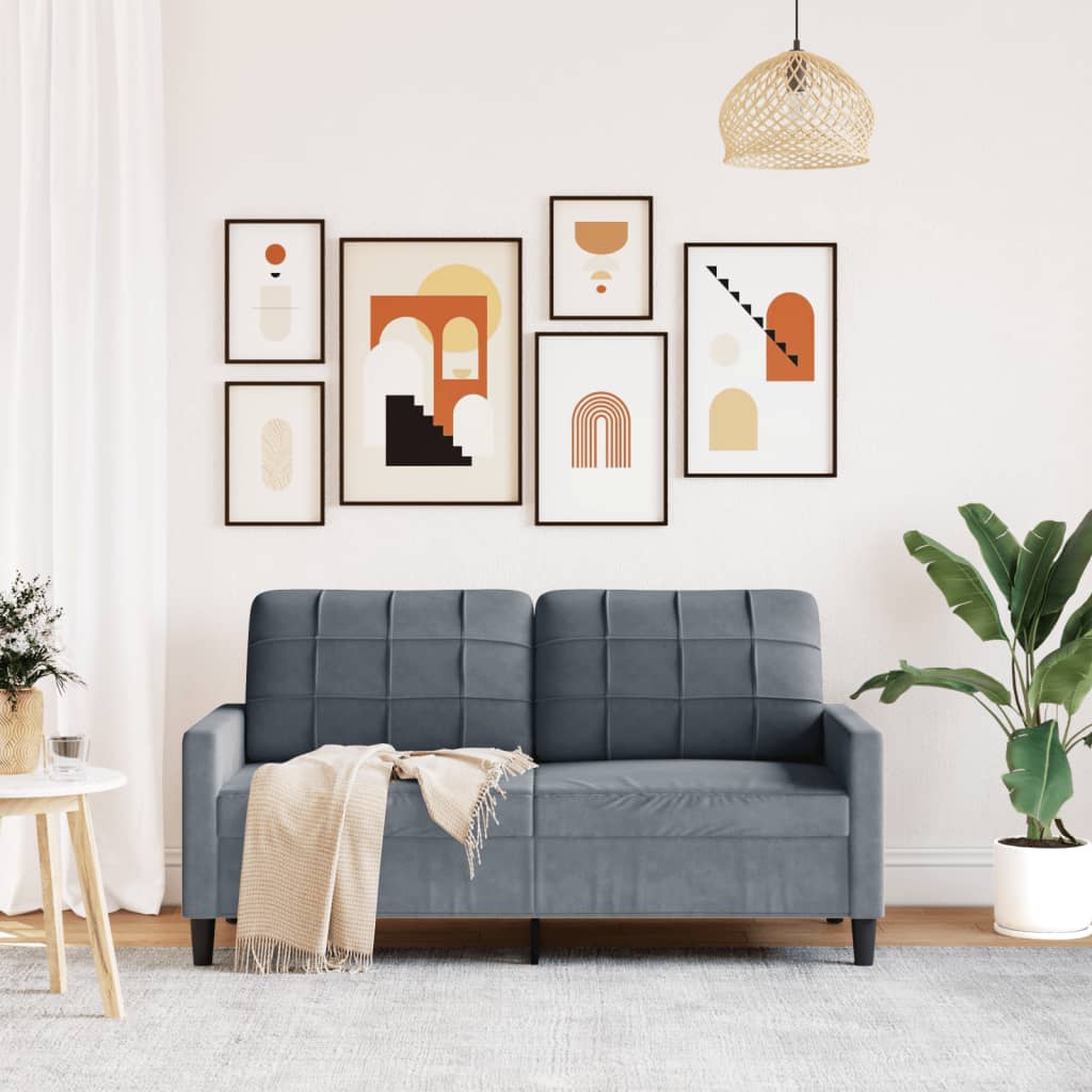 Canapé 2 places velours gris foncé 140 cm