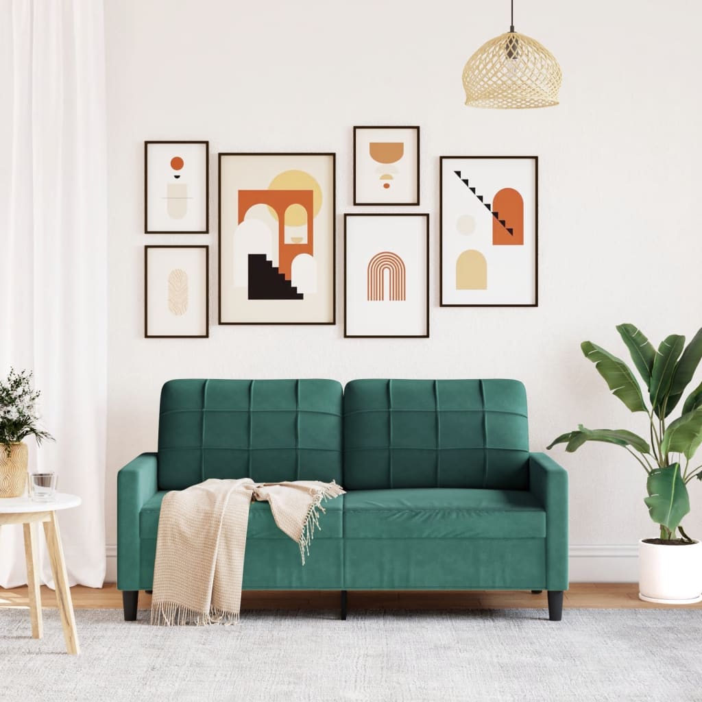 Canapé 2 places velours vert foncé 140 cm