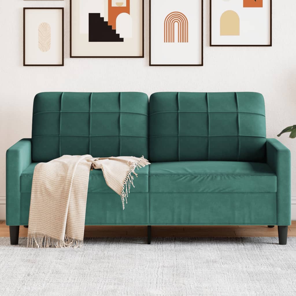 Canapé 2 places velours vert foncé 140 cm