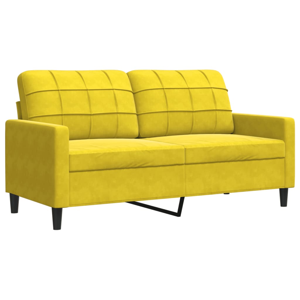 Canapé 2 places jaune 140 cm velours