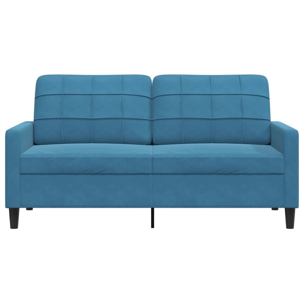 Canapé 2 places velours bleu 140 cm
