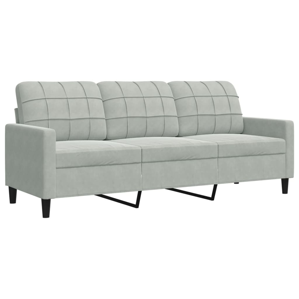 Canapé 3 places gris clair 180 cm velours