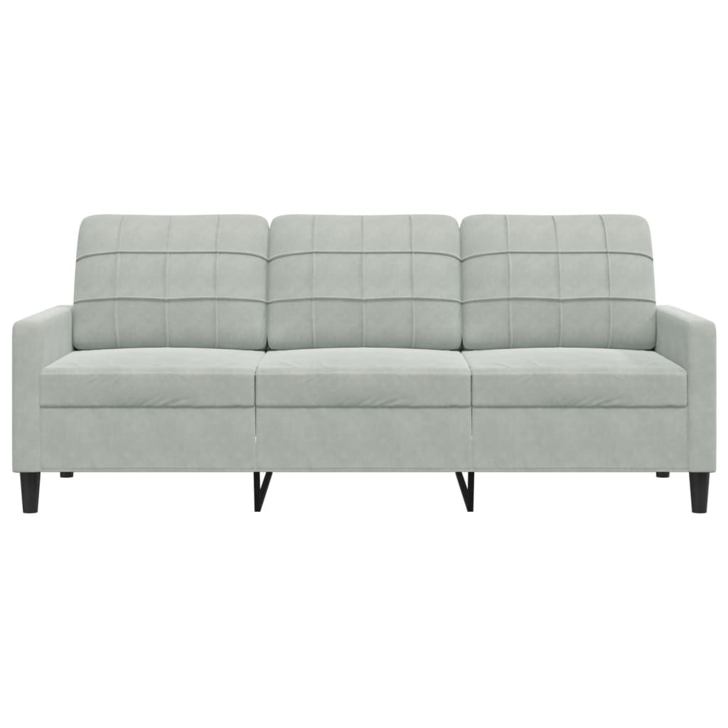 Canapé 3 places gris clair 180 cm velours