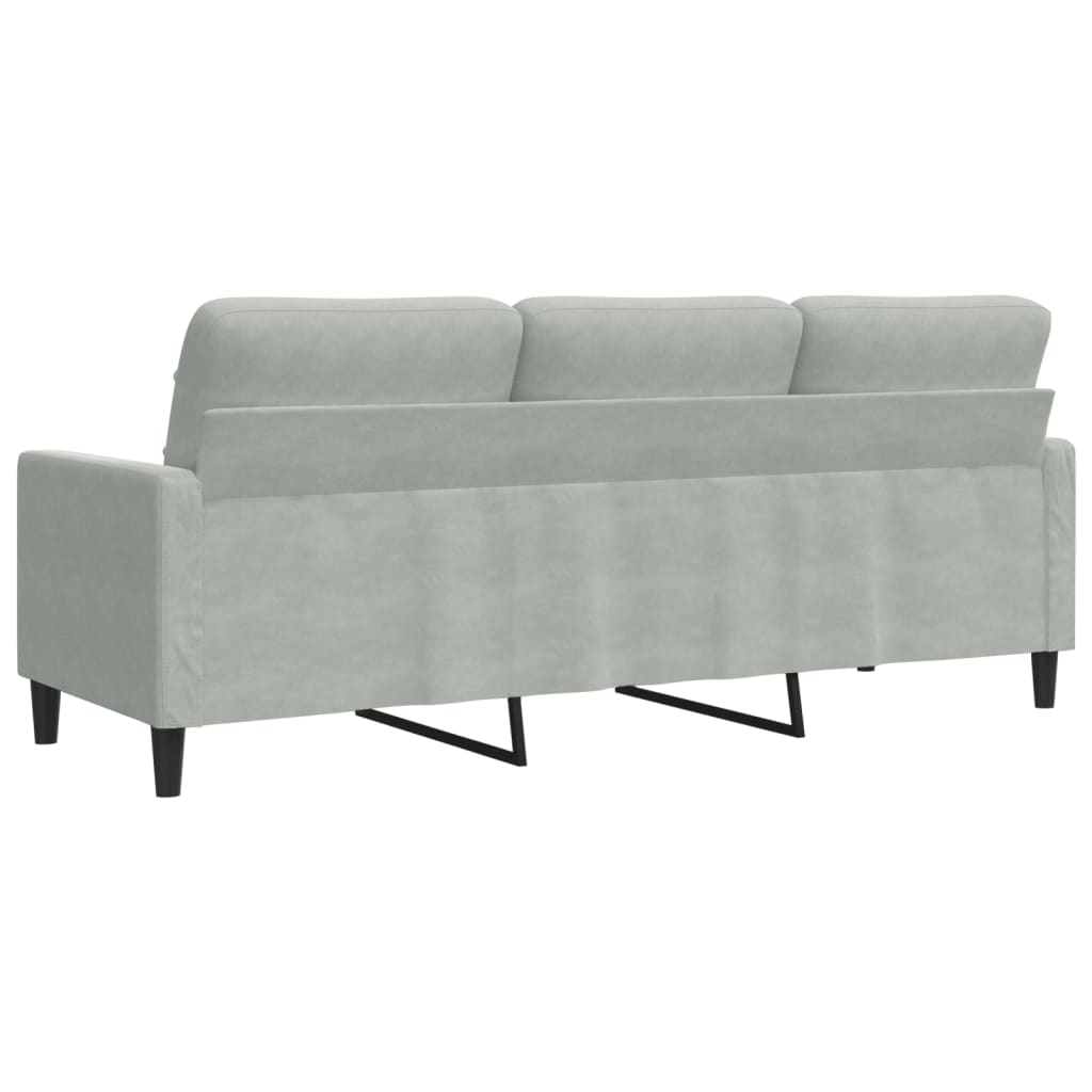 Canapé 3 places gris clair 180 cm velours
