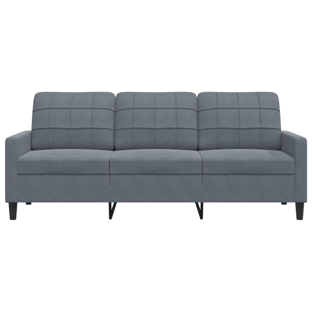 Canapé 3 places velours gris foncé 180 cm