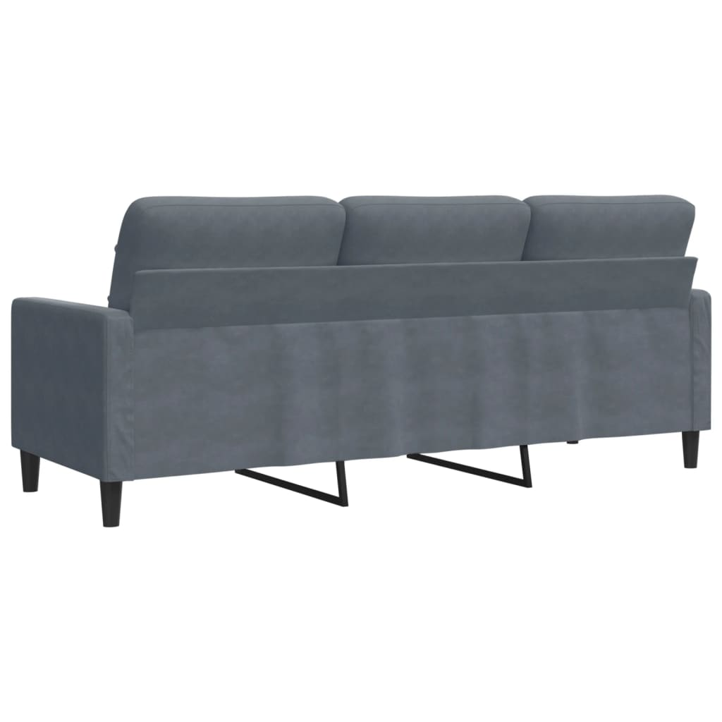Canapé 3 places velours gris foncé 180 cm