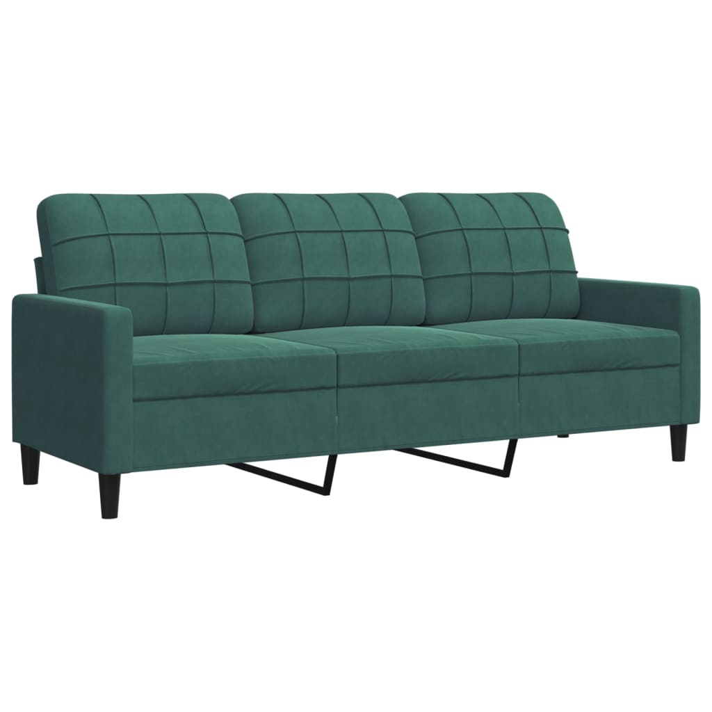 Canapé 3 places velours vert foncé 180 cm