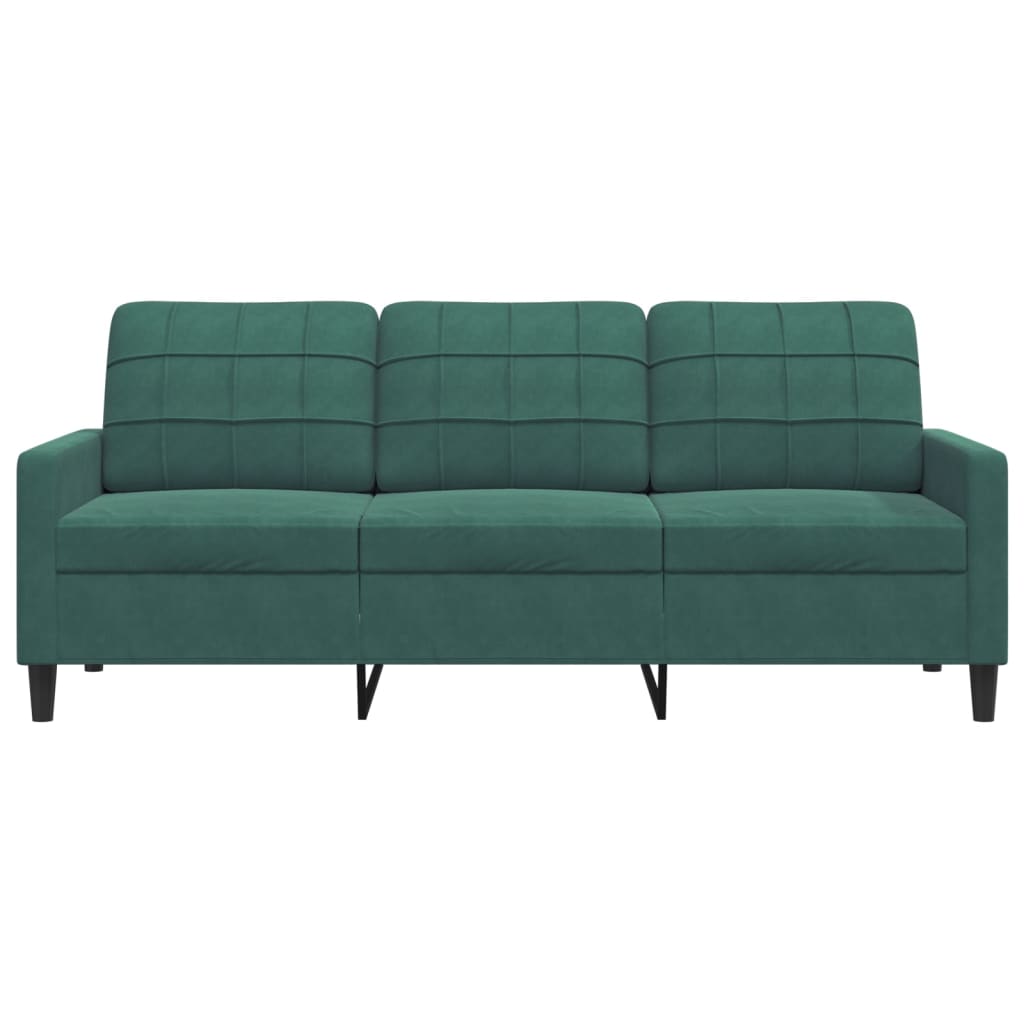 Canapé 3 places velours vert foncé 180 cm