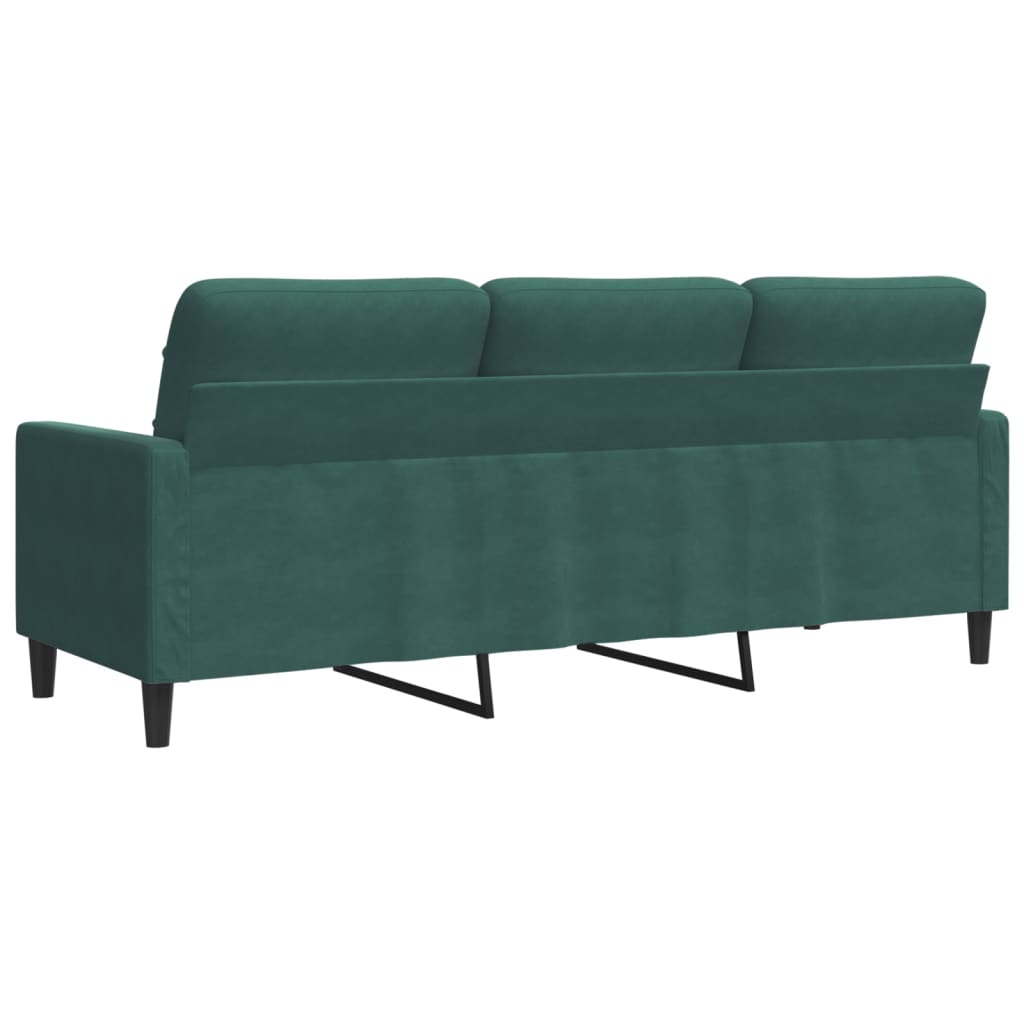 Canapé 3 places velours vert foncé 180 cm
