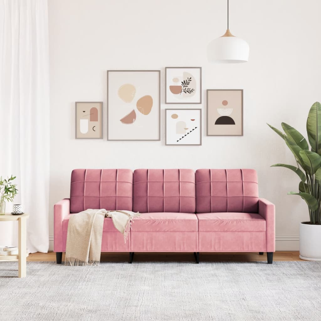 Canapé 3 places rose 180 cm velours