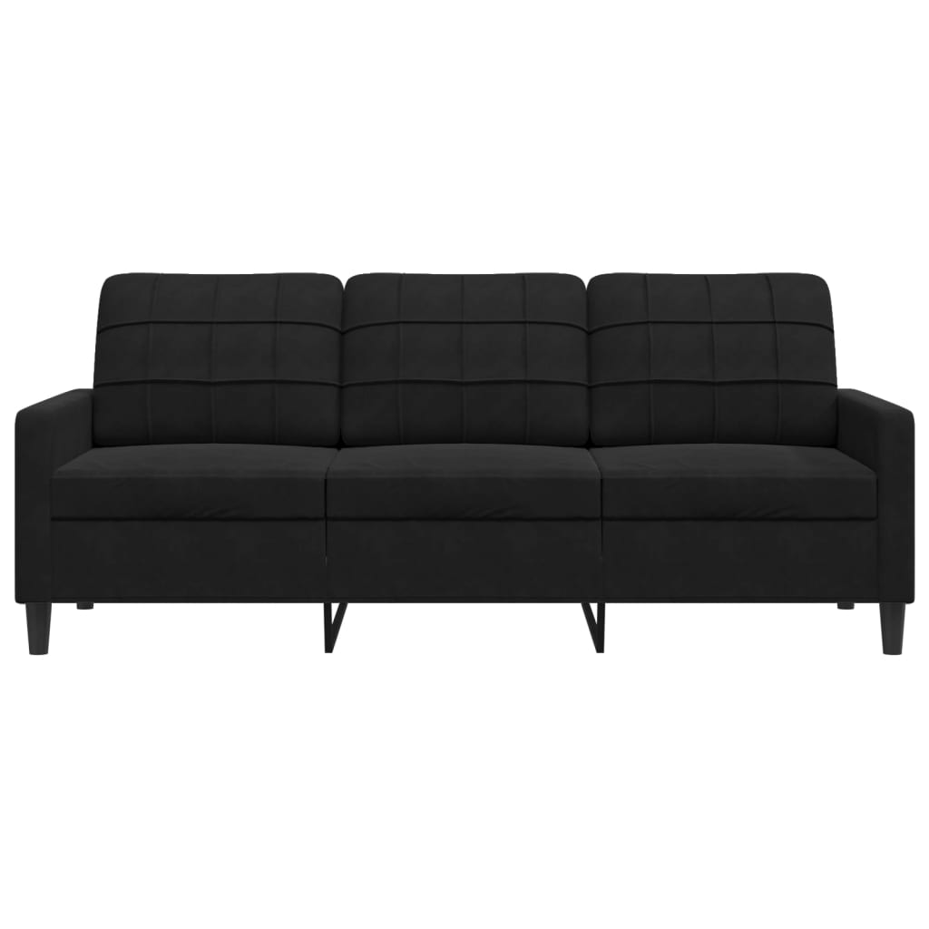 Canapé 3 places velours noir 180 cm