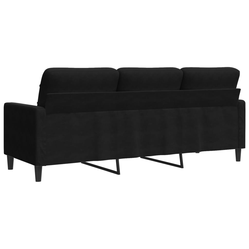 Canapé 3 places velours noir 180 cm