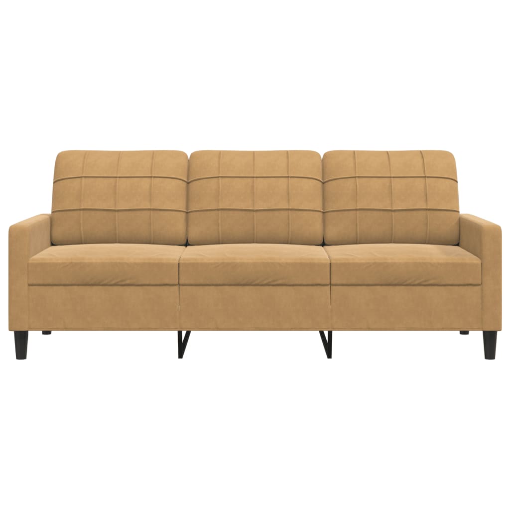 Canapé 3 places marron 180 cm velours