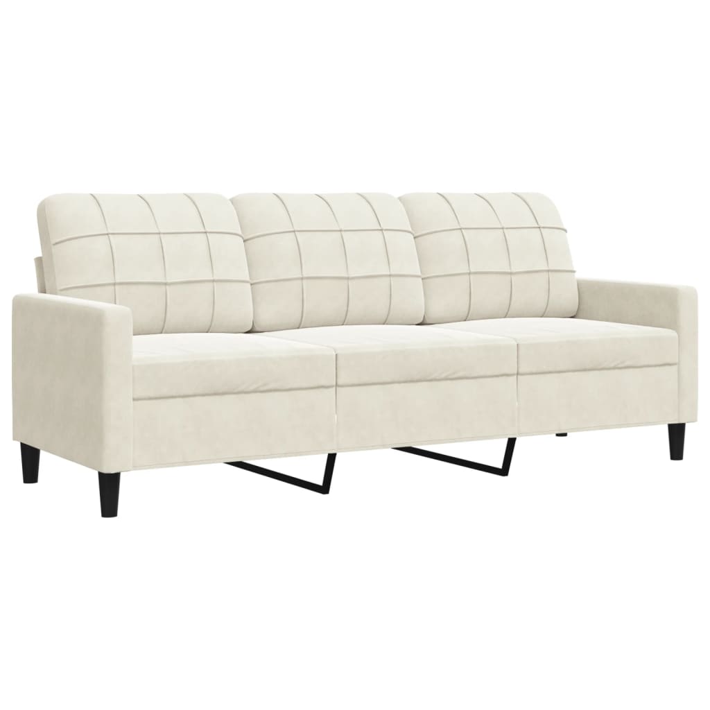 3-seater sofa cream 180 cm velvet