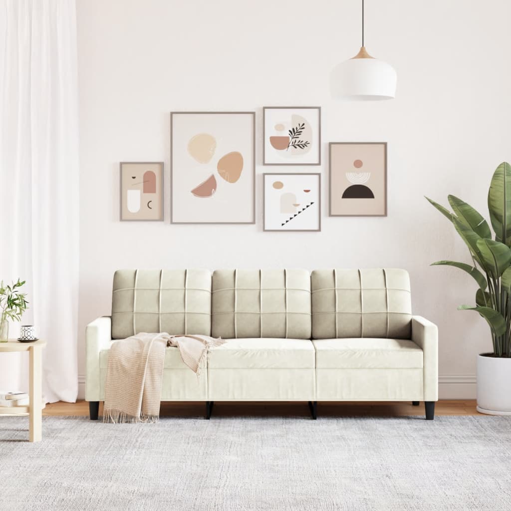 3-seater sofa cream 180 cm velvet