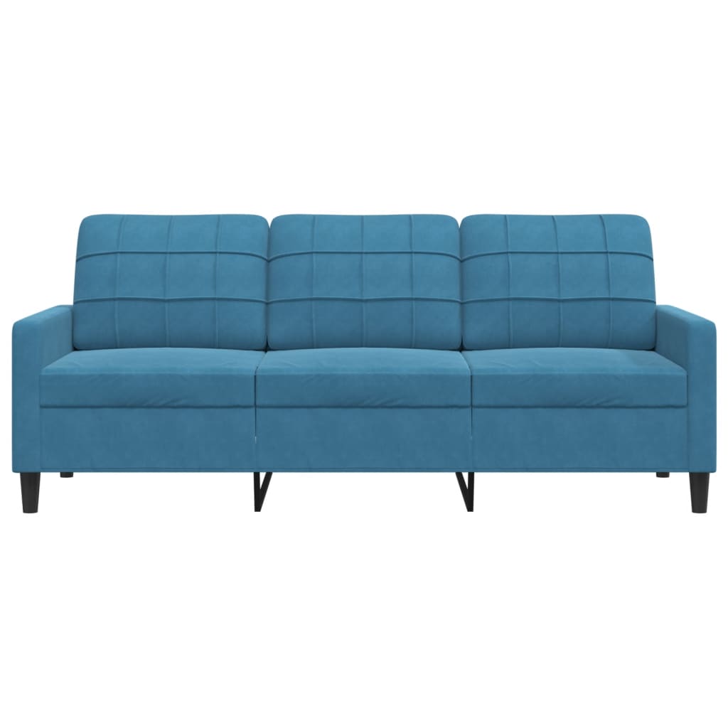 Canapé 3 places velours bleu 180 cm