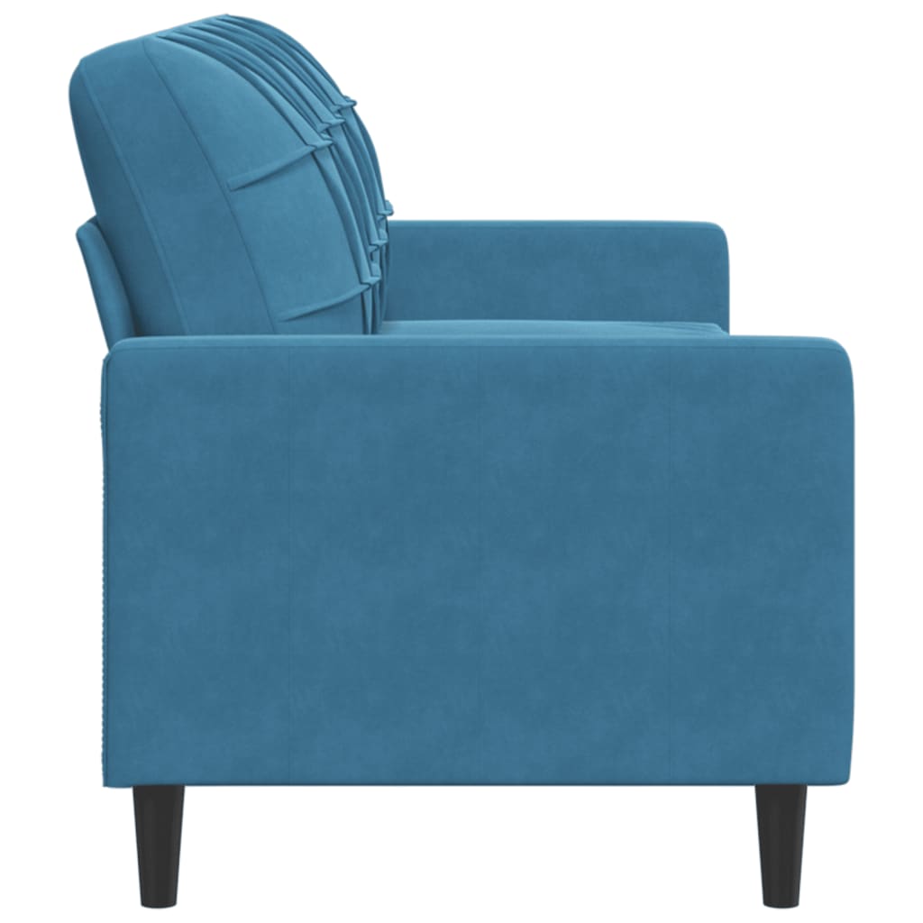 Canapé 3 places velours bleu 180 cm